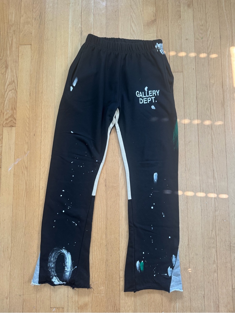 Gallery Dept Black Paint-Detail Joggers with Contrast Panel